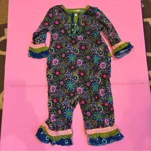 Flit & Flitter Girl’s Size 18 Months Long-sleeved Romper Ruffles Floral